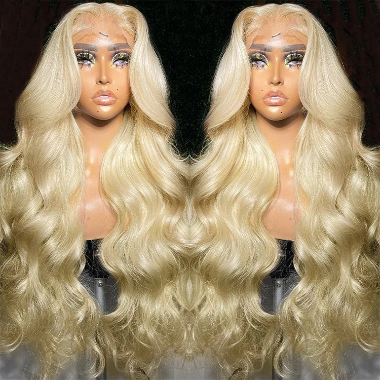 Pre Pluck 613 Blonde Hunan Hair Wig Hd Lace Frontal Loose Body Deep Burmese Curly Wave Color Glueless 360 Full Lace Front Wig