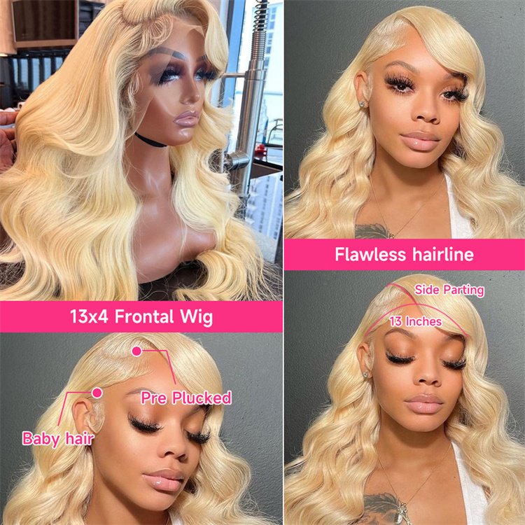 Pre Pluck 613 Blonde Hunan Hair Wig Hd Lace Frontal Loose Body Deep Burmese Curly Wave Color Glueless 360 Full Lace Front Wig