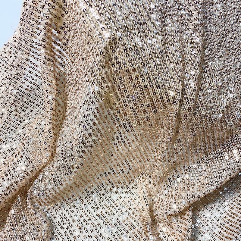 Wholesale multi colors glittering stripe polyester sequin net mesh embroidered fabric for dress