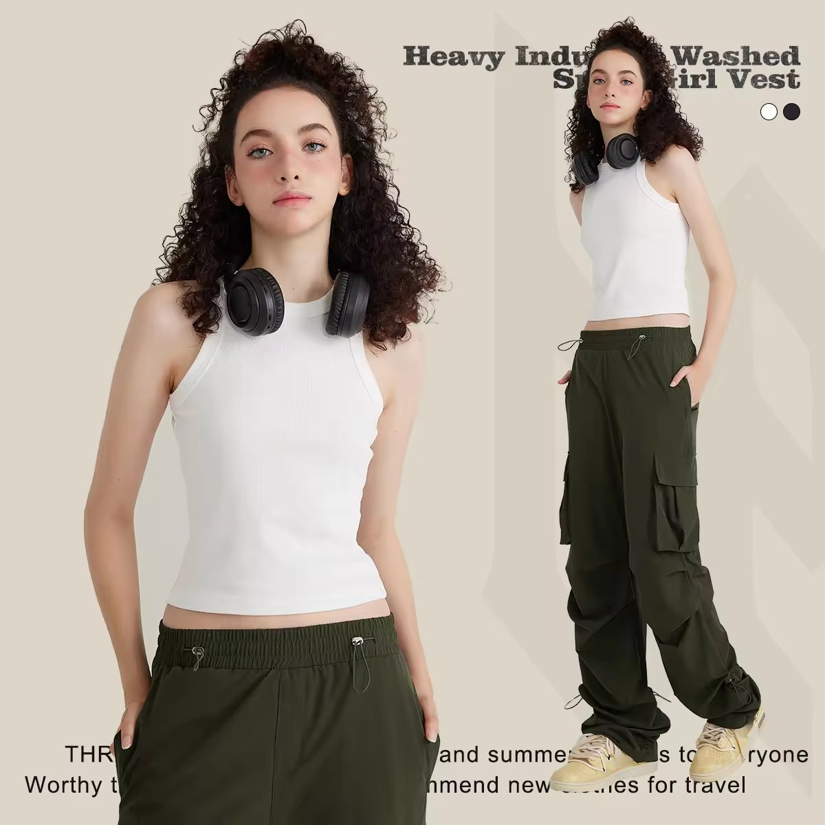 2023 Hot Custom Logo Summer Lady Casual Ribbed Crop Tank Top Women