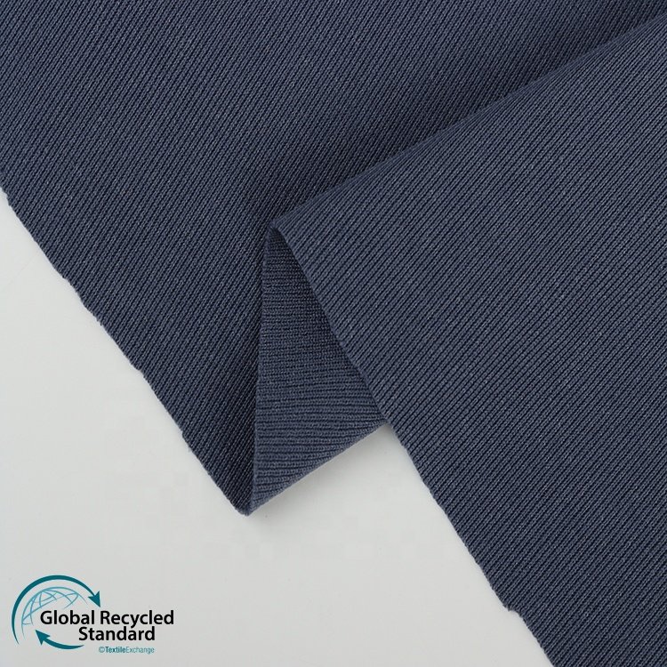 Knitwear RPET Eco-friendly 1*1 Rib Recycle Fabric 93%Recycle Polyester 7%Spandex 200gsm Ready-to-ship Goods Recycling Fabric
