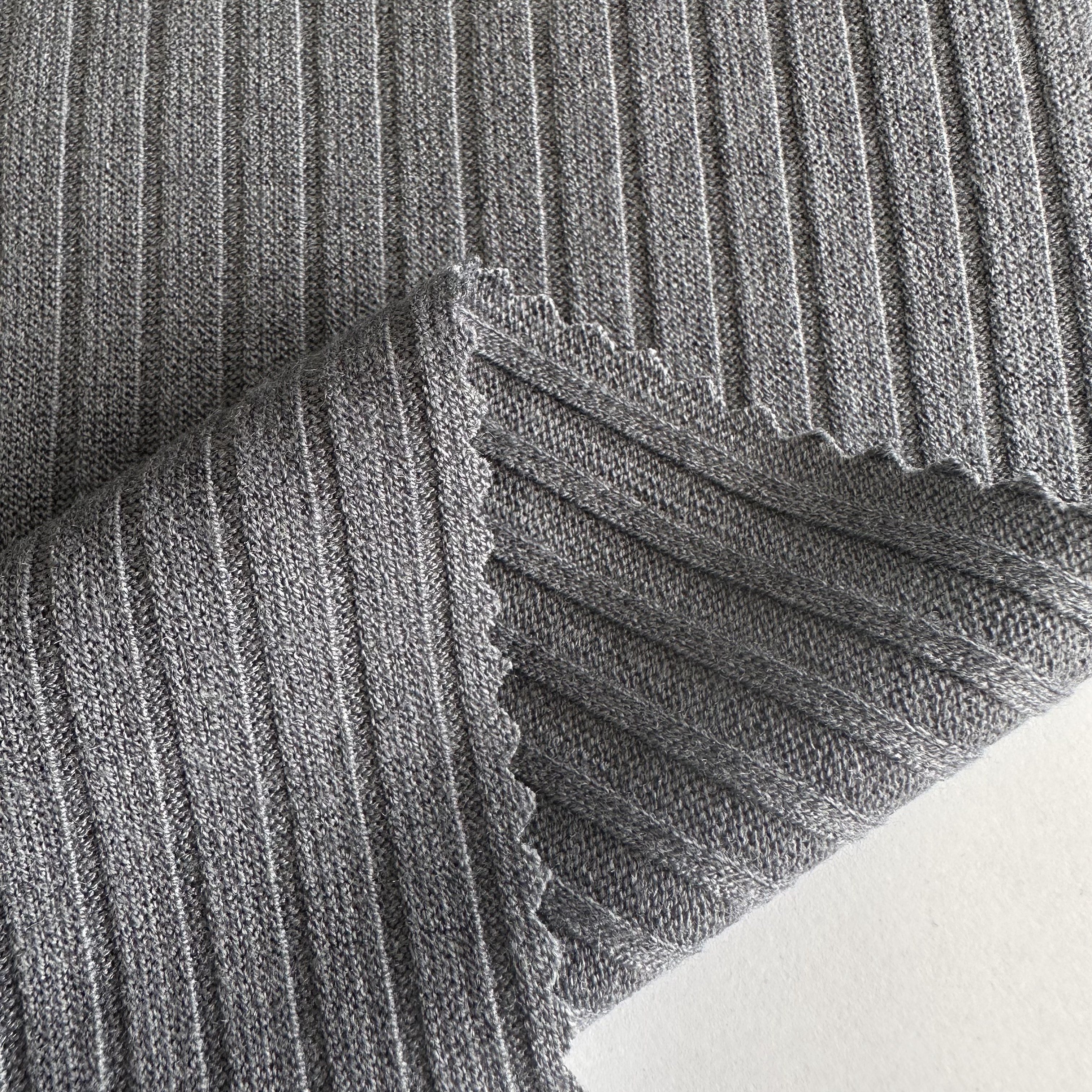 Super soft poly rayon spandex TR stretch knitted custom 5*3 RIB 260GSM sweater fabric for clothing