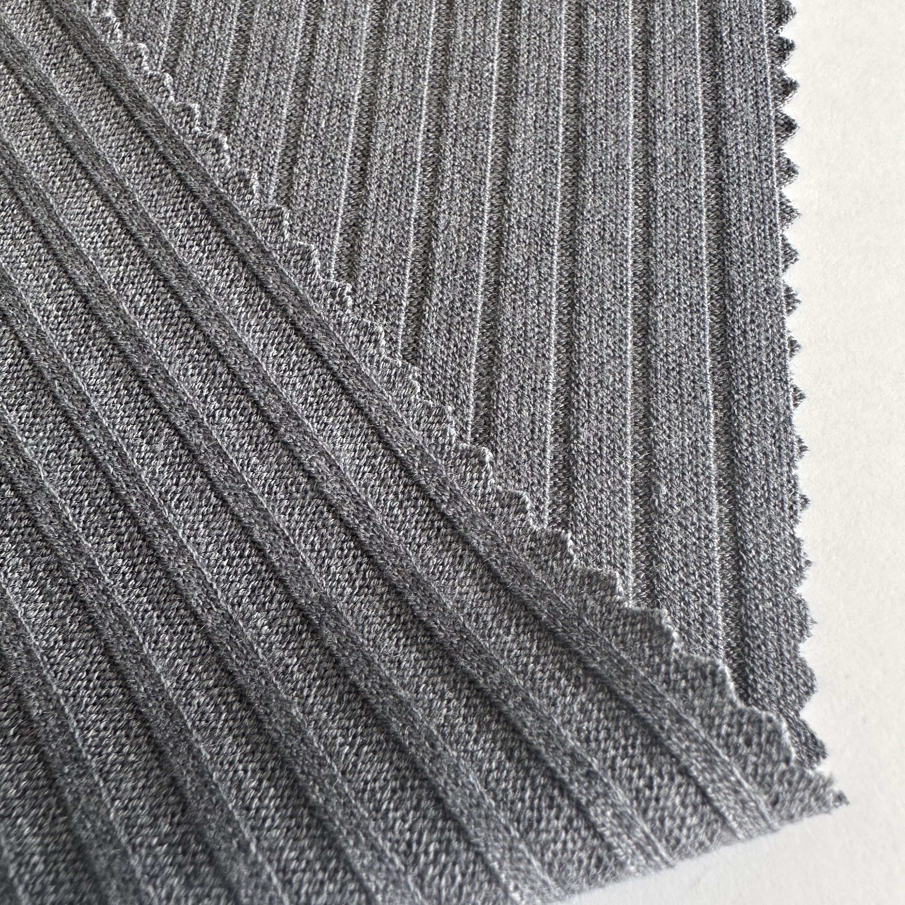 Super soft poly rayon spandex TR stretch knitted custom 5*3 RIB 260GSM sweater fabric for clothing