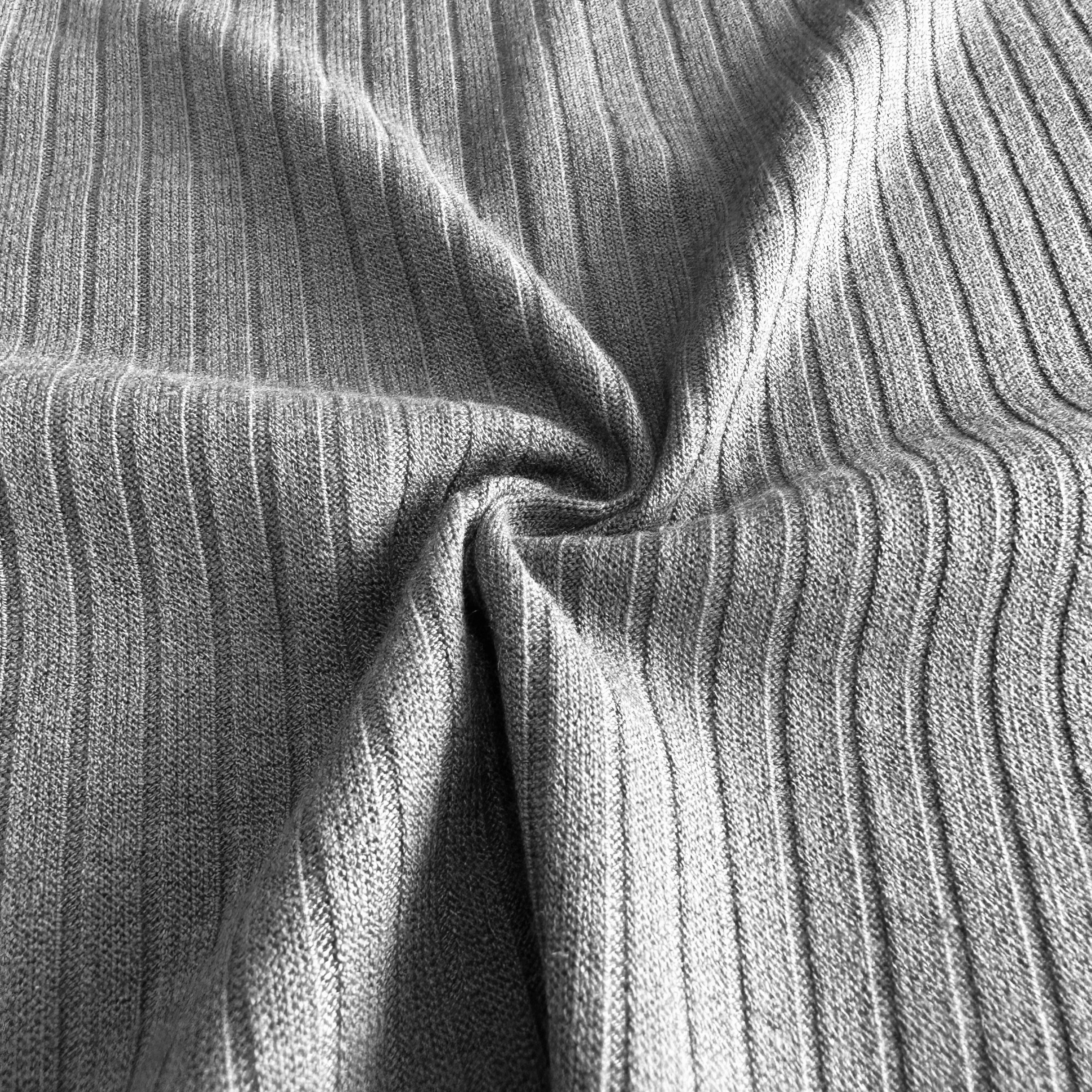 Super soft poly rayon spandex TR stretch knitted custom 5*3 RIB 260GSM sweater fabric for clothing