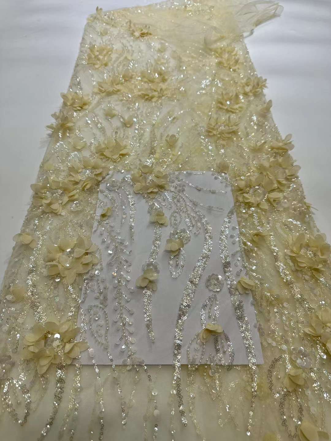 African 3d sunflower embroidery fabric lace