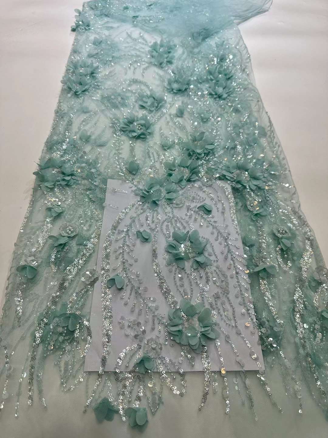 African 3d sunflower embroidery fabric lace