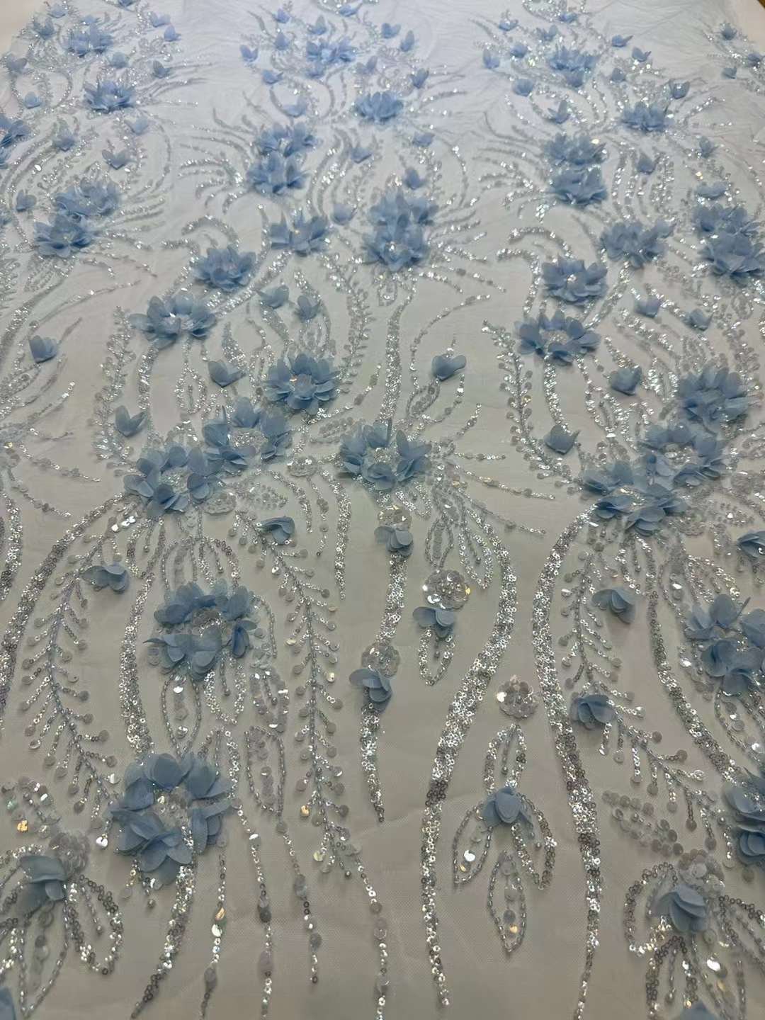 African 3d sunflower embroidery fabric lace