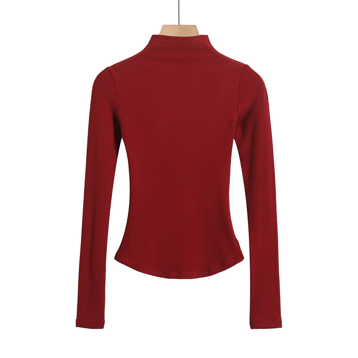 CNSHELL Turtleneck 92%Cotton Slim Fit Pullover Micro Rib Plush Long Sleeve Top For Women Soft