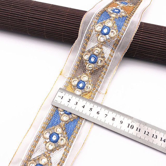 Embroidered Fabric Woven Ribbon Vintage Ethnic Embroidery Lace Ribbon For Clothes Bag Accessories