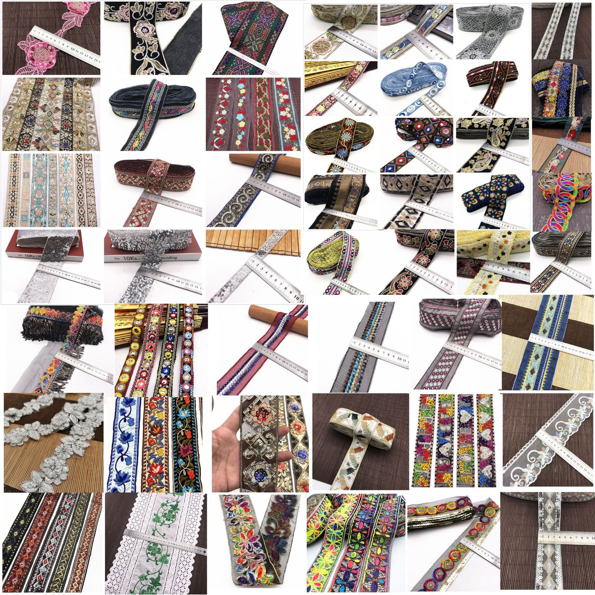 Embroidered Fabric Woven Ribbon Vintage Ethnic Embroidery Lace Ribbon For Clothes Bag Accessories