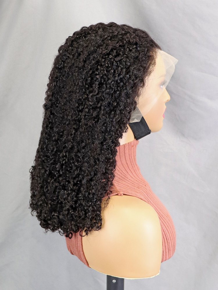 New Arrival 13x4 Full Frontal Pixie Curly Wigs Double Drawn Curly Hair Density 250% Transparent Lace Front Wig Natural Color