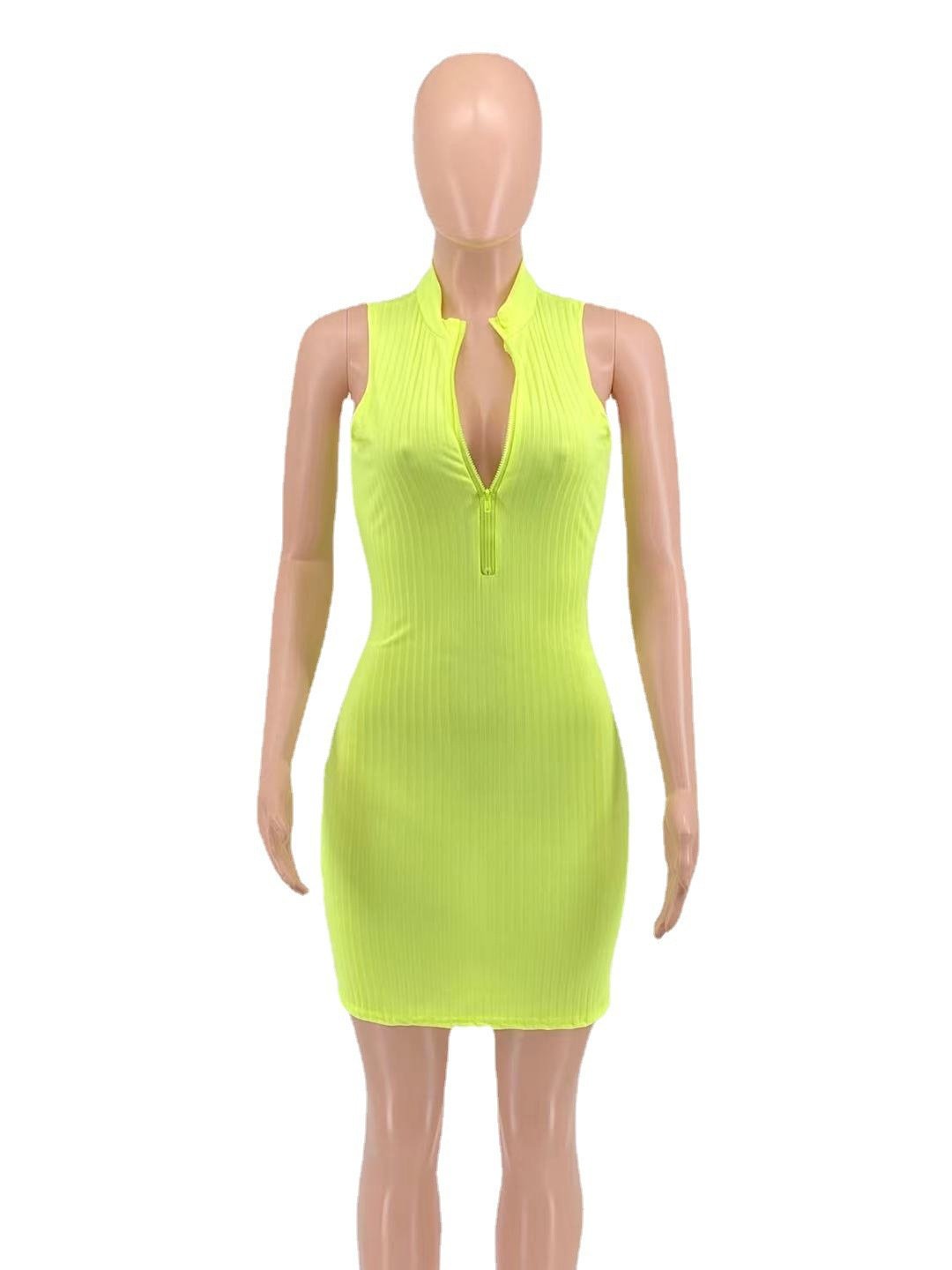 2023 Mew V Neck Mini Sexy Casual Ribbed Women 2023 New Arrival Ladies Evening Wholesale Clothing Dress Apparel