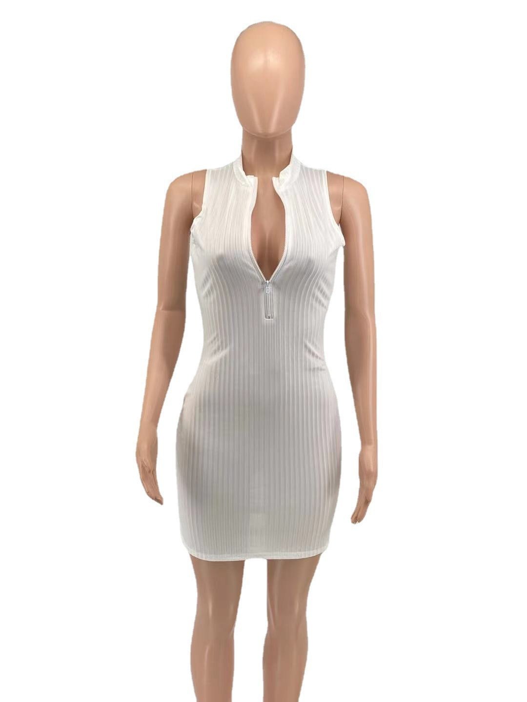 2023 Mew V Neck Mini Sexy Casual Ribbed Women 2023 New Arrival Ladies Evening Wholesale Clothing Dress Apparel
