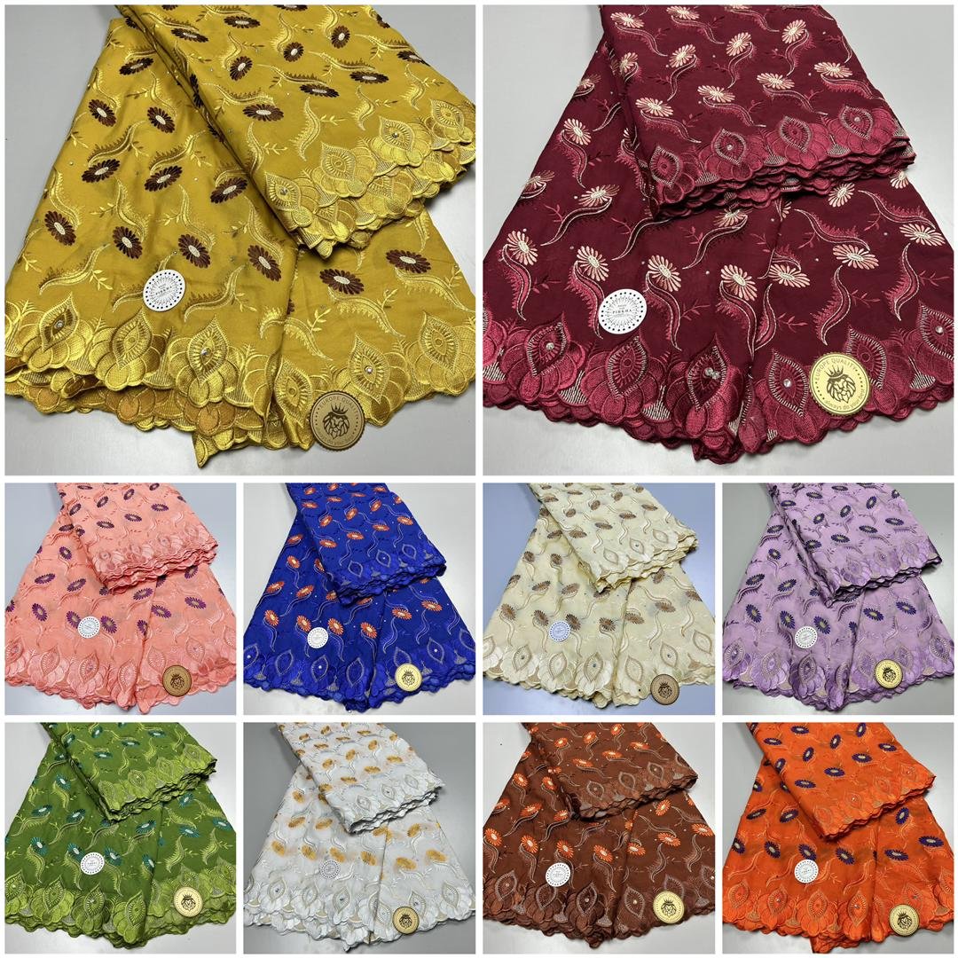 High quality swiss voile laces 2023 swiss lace voile fabric 100% cotton embroidery lace fabric for women dress