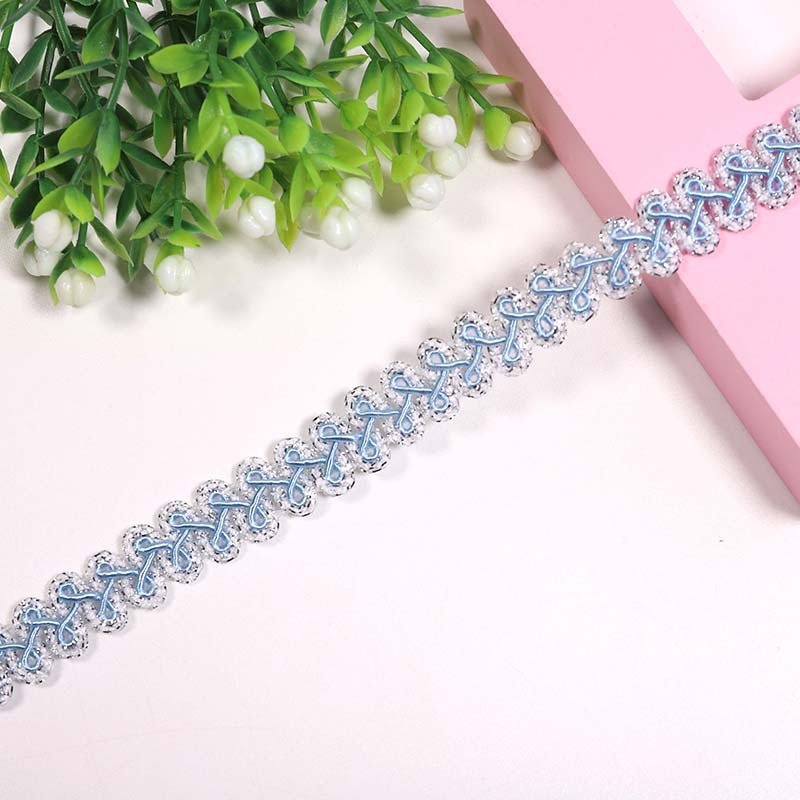 Width 12 mm Polyester golden lace crescent shape lace ribbon for bags clothing hat dress decorations