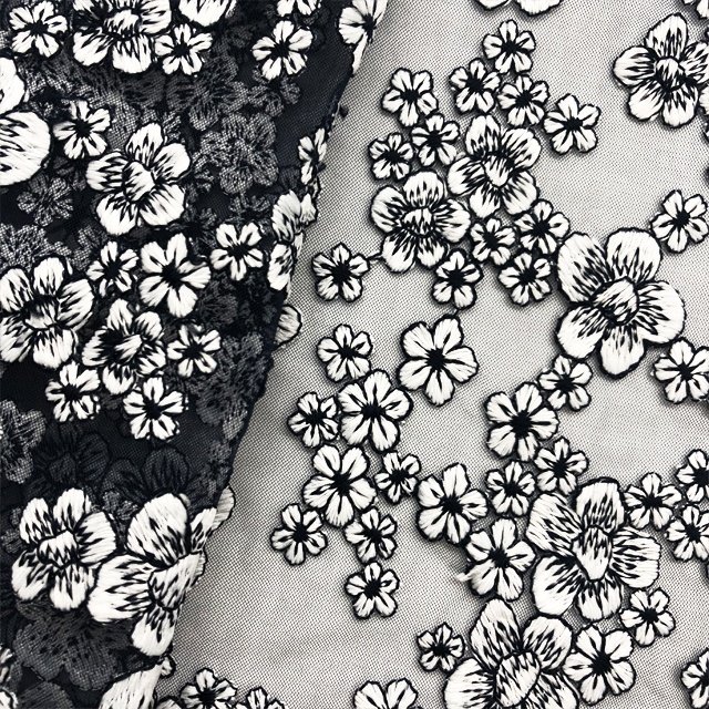 HA-16101 High quality mesh with multi color lace embroidered fabric