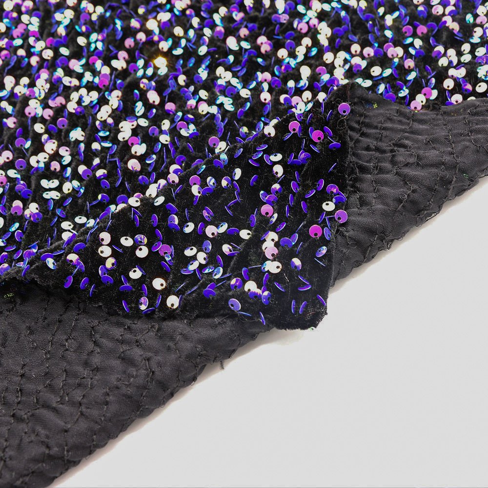 Garments manufacturer new design the colorful small sequin embroidery fabrics 100 %polyester good quality for dresses