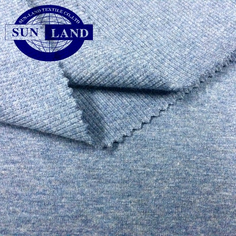sportswear T- shirts lady dress baby sleepwear knitted marls grey cotton spandex 1x1 rib fabric