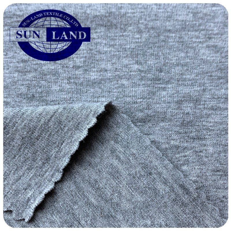sportswear T- shirts lady dress baby sleepwear knitted marls grey cotton spandex 1x1 rib fabric