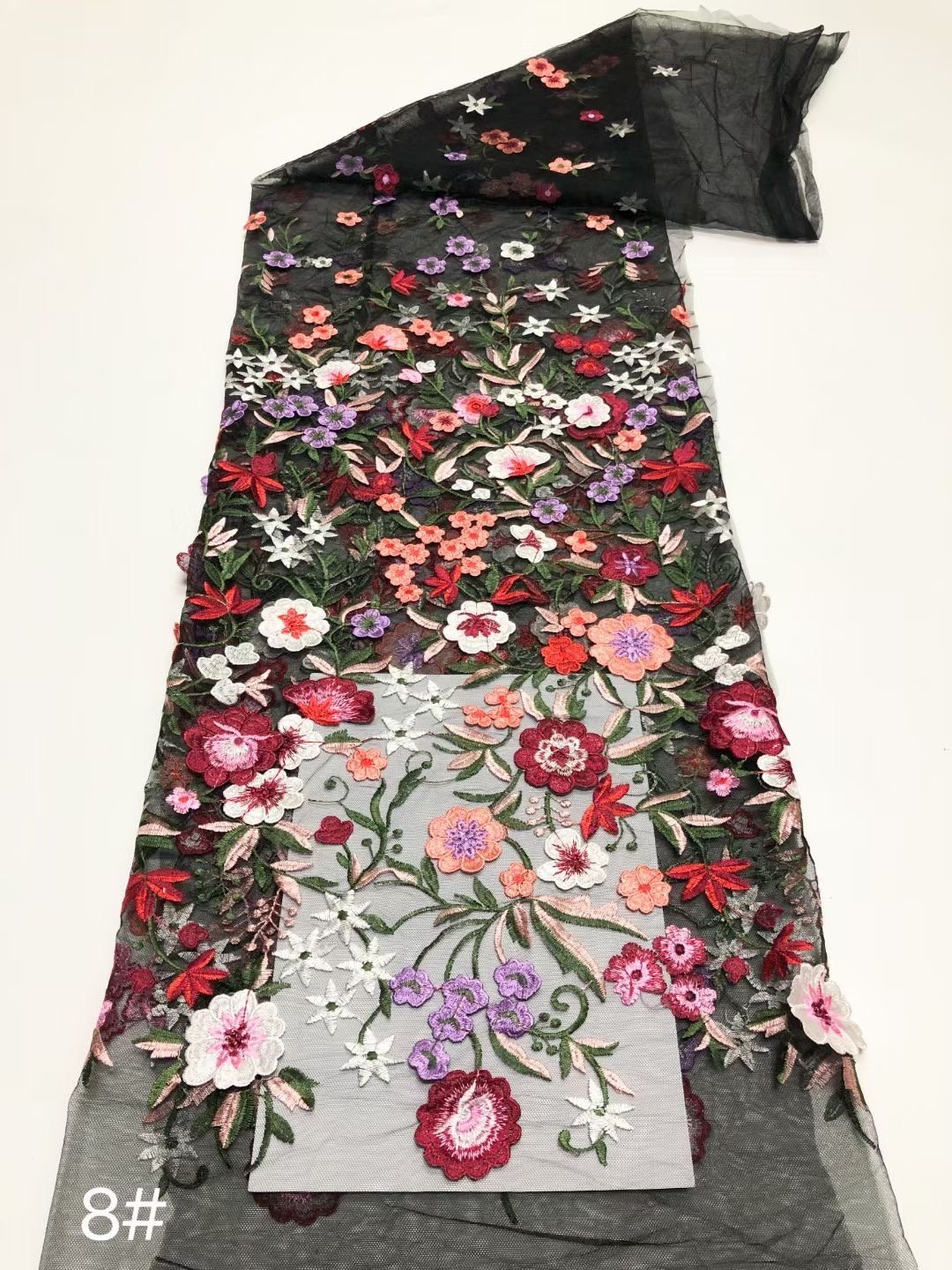 China Wholesale 3d Flower Embroidered Lace Fabric Embroidered Fabric For Ladies African Lace Fabric