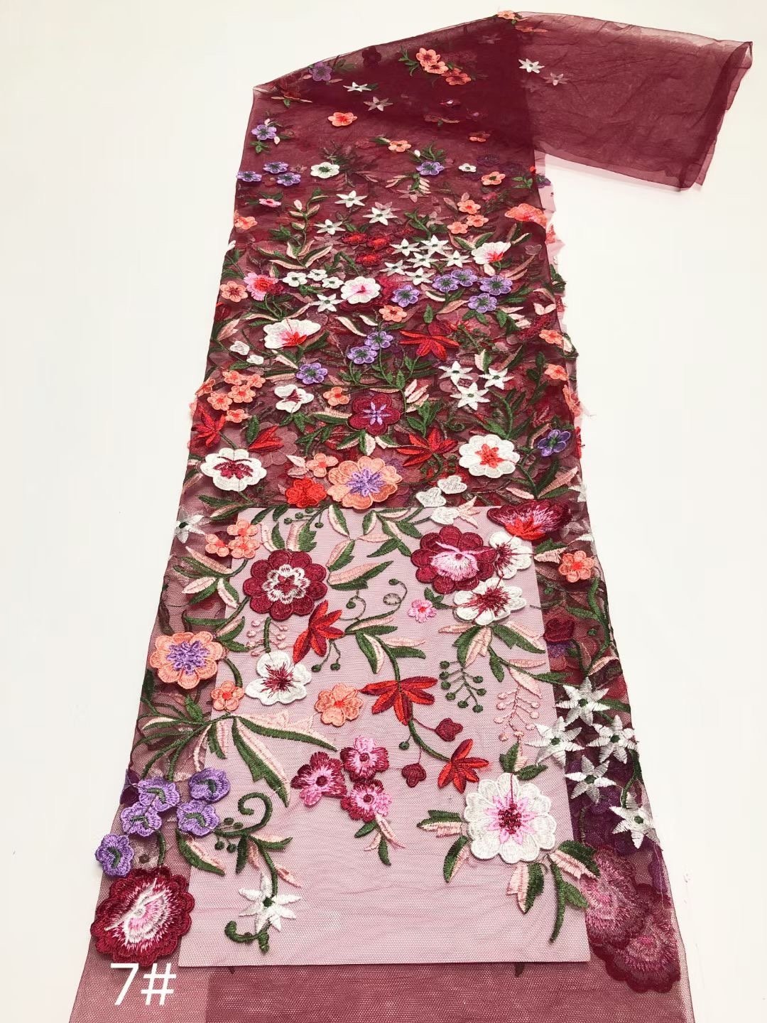 China Wholesale 3d Flower Embroidered Lace Fabric Embroidered Fabric For Ladies African Lace Fabric