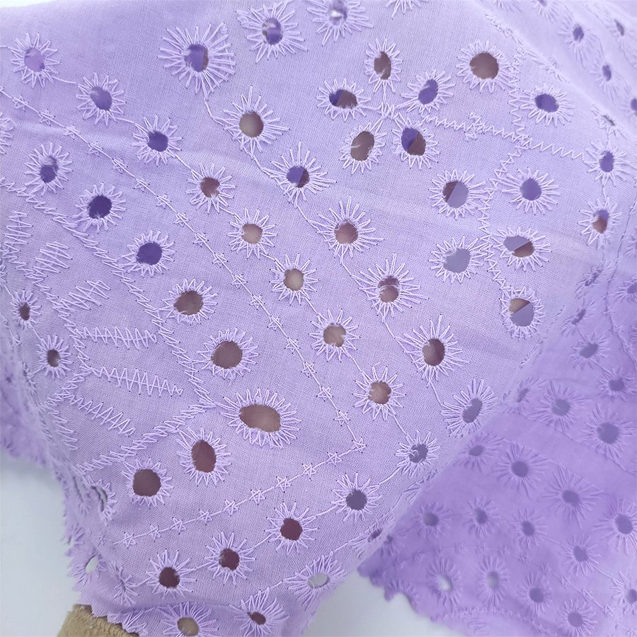 Yunda Custom Pattern Jacquard Eyelet 100 Cotton Eyelet Fabric Cotton Embroidery Fabric For Lady Dress