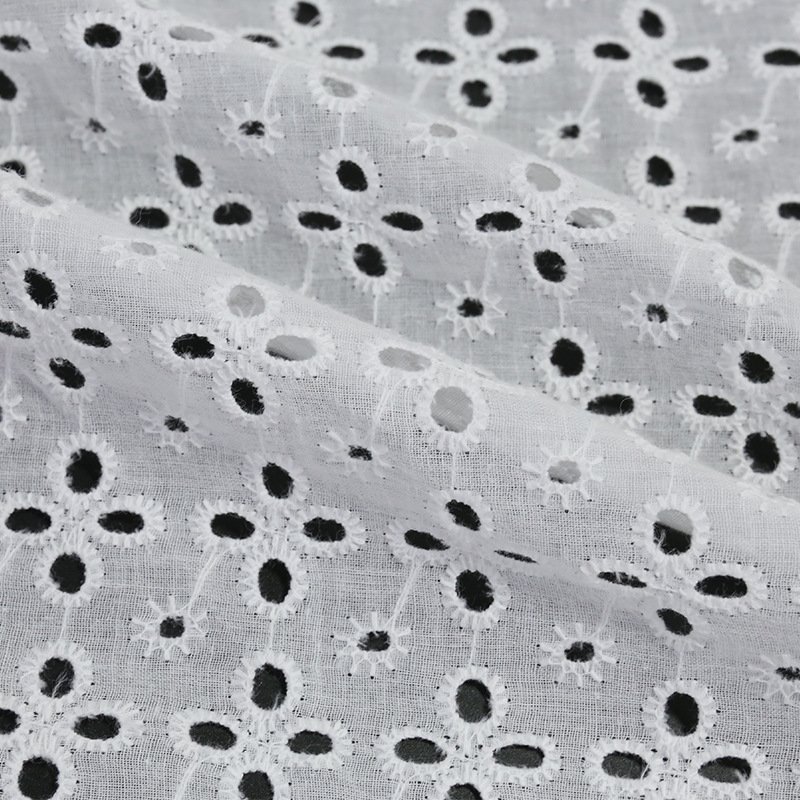 Yunda Custom Pattern Jacquard Eyelet 100 Cotton Eyelet Fabric Cotton Embroidery Fabric For Lady Dress