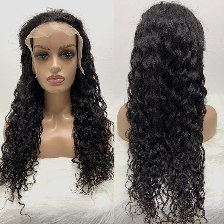 Wholesale 180% Density Lace Front Water Wave Wig Virgin Human Hair Water Curly Wig With 13*4 Swiss Lace Front