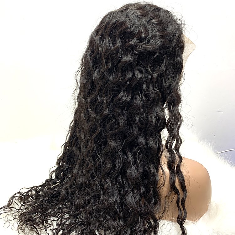 Wholesale 180% Density Lace Front Water Wave Wig Virgin Human Hair Water Curly Wig With 13*4 Swiss Lace Front