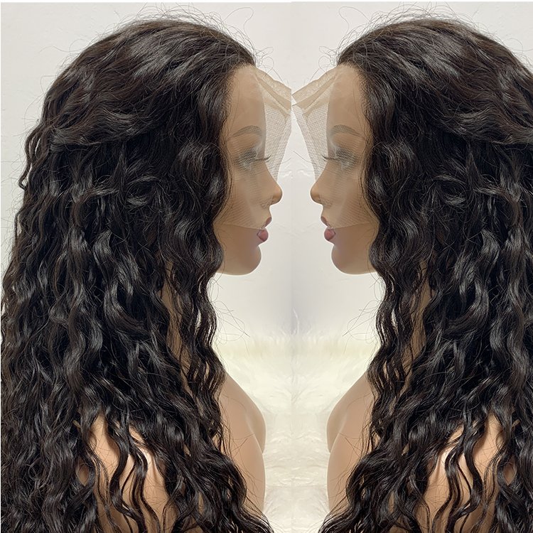 Wholesale 180% Density Lace Front Water Wave Wig Virgin Human Hair Water Curly Wig With 13*4 Swiss Lace Front