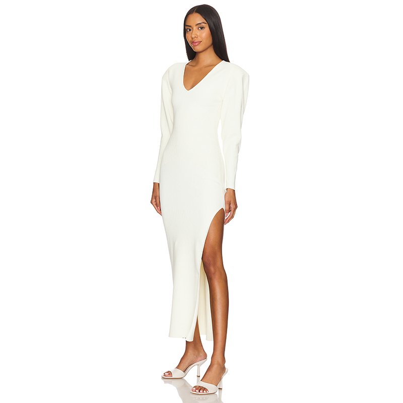 Hot Sale Women Fashion Casual Dress Long Sleeve Sided Slit Maxi Dress