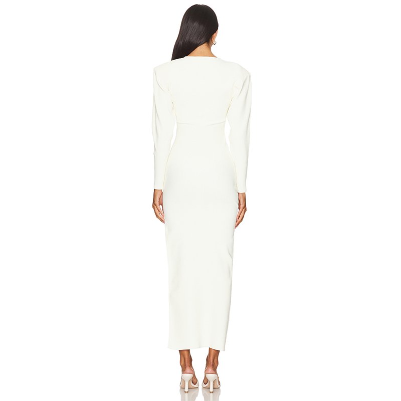 Hot Sale Women Fashion Casual Dress Long Sleeve Sided Slit Maxi Dress