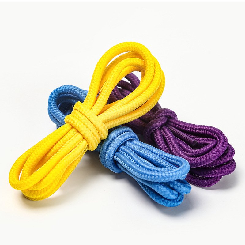 Customizable high quality 16D 4mm width 50-200cm round shoe laces 31 colors rope shoelaces for boots