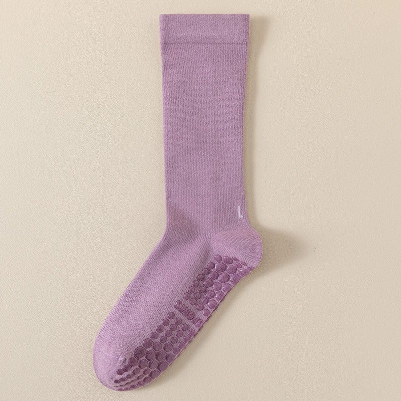 manufacturer customized womens cotton nylon spandex thick barre gymnastics pilates yoga ribbed crew socks full non slip grip