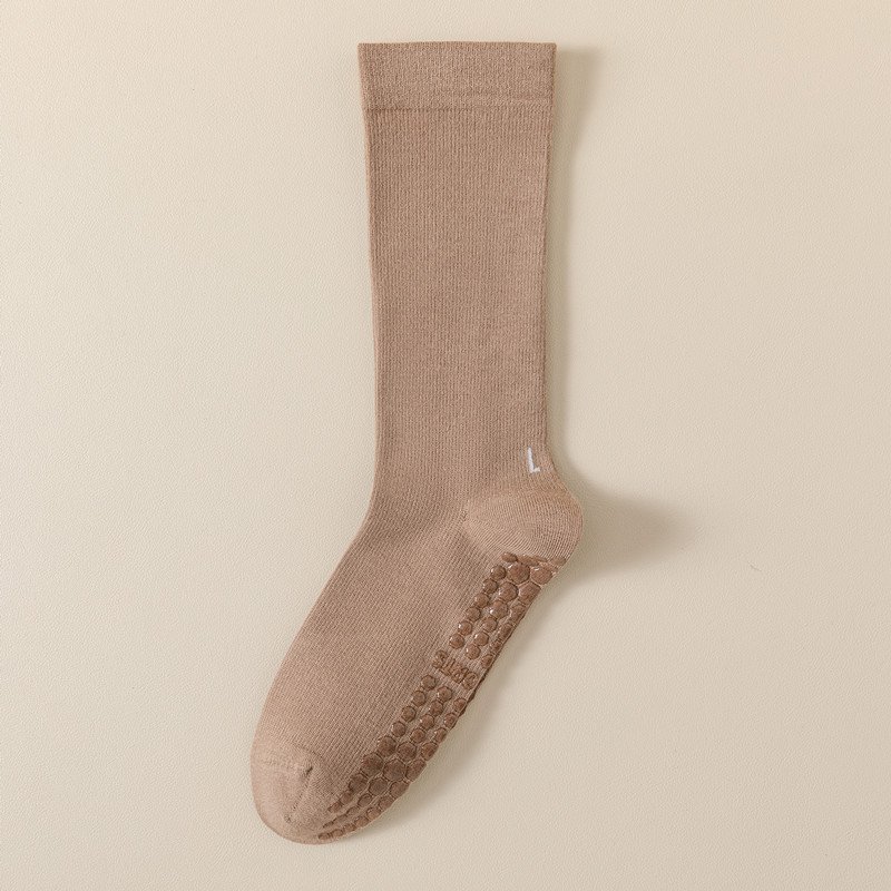 manufacturer customized womens cotton nylon spandex thick barre gymnastics pilates yoga ribbed crew socks full non slip grip
