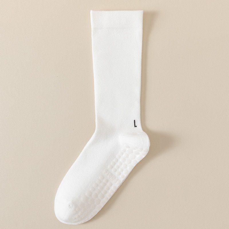 manufacturer customized womens cotton nylon spandex thick barre gymnastics pilates yoga ribbed crew socks full non slip grip