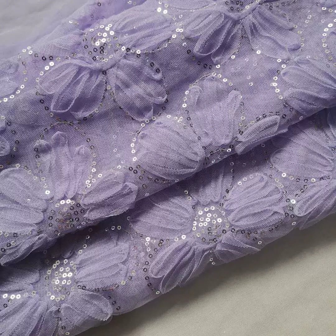Drop Shipping Tulle luxury Big French Lace Beaded Embroidery Fabric for Baby&Kids