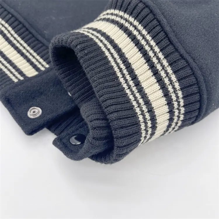 Manufacturer custom wool stripe rib knit cuff hem fabric clothing accessory