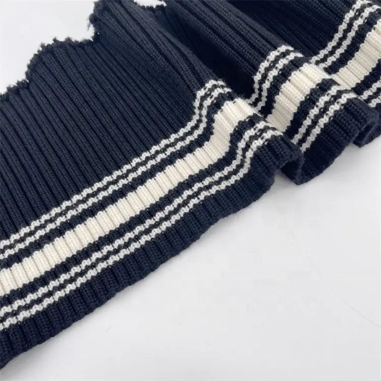 Manufacturer custom wool stripe rib knit cuff hem fabric clothing accessory