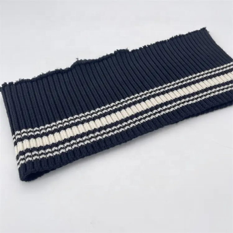 Manufacturer custom wool stripe rib knit cuff hem fabric clothing accessory