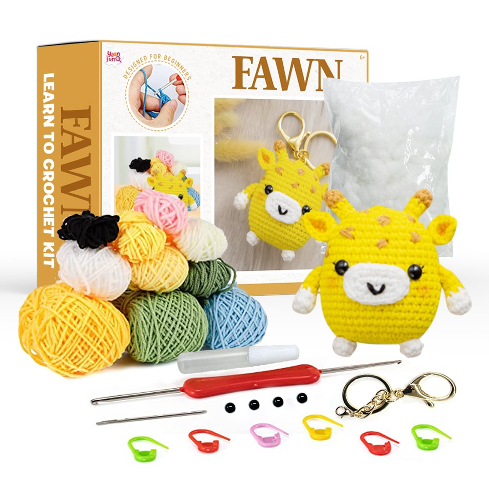 Oem Full Set Wobbles Animal Diy Crochet And Knitting Starter Kit With Crochet Hooks Yarn Set