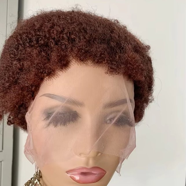 DX175 Hand tied full lace natrual human hair wigs highlight buremese afro kinky curl strong braiding wig cap pression short613