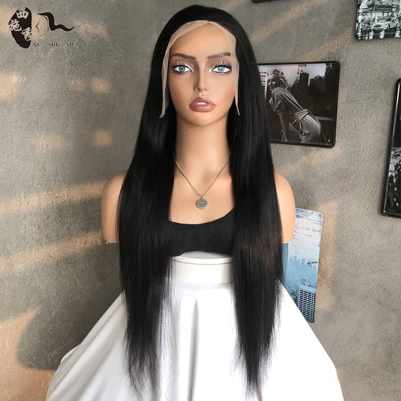 XISHIXIUHAIR 22-30inch Human hair Extension Blend Wig Lace Front,Brazilian Human Hair Frontal Wig ,Brazilian Hair Virgin Frontal