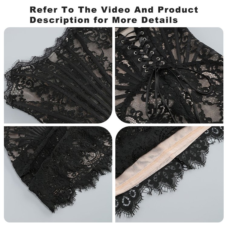 2024 Woman Night Club Cocktail Sexy Lace See Through Off The Shoulder Short Party Evening Mini Corset Dress