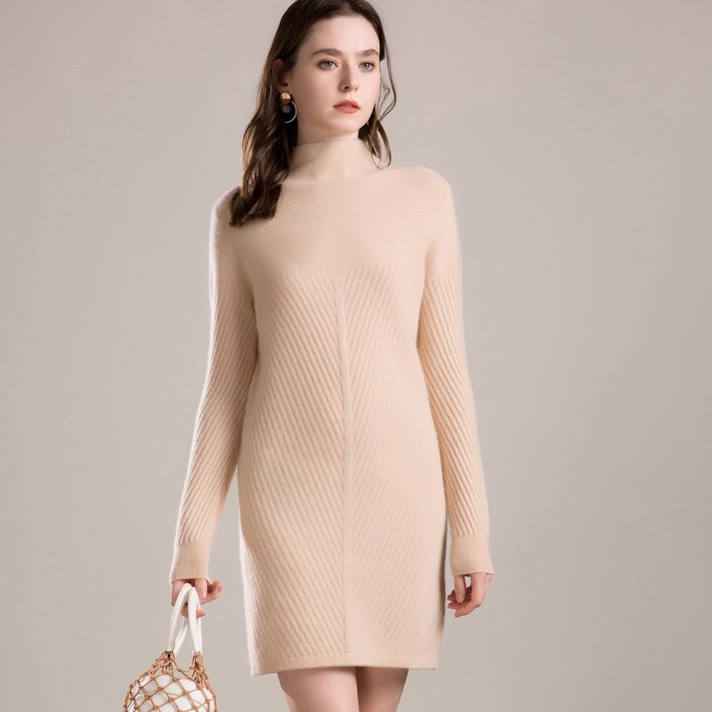 Clothing manufacturer spring autumn sexy new design long sleeved sweater ribbed knitted luxury women's dress
