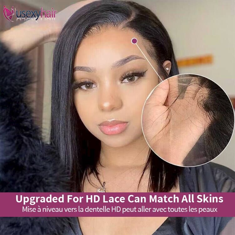 180 Density 13x4 hd Transparent Lace Front Closure Lace Front Bob Wig Pre Plucked Bleached Knots For Black Women Glueless