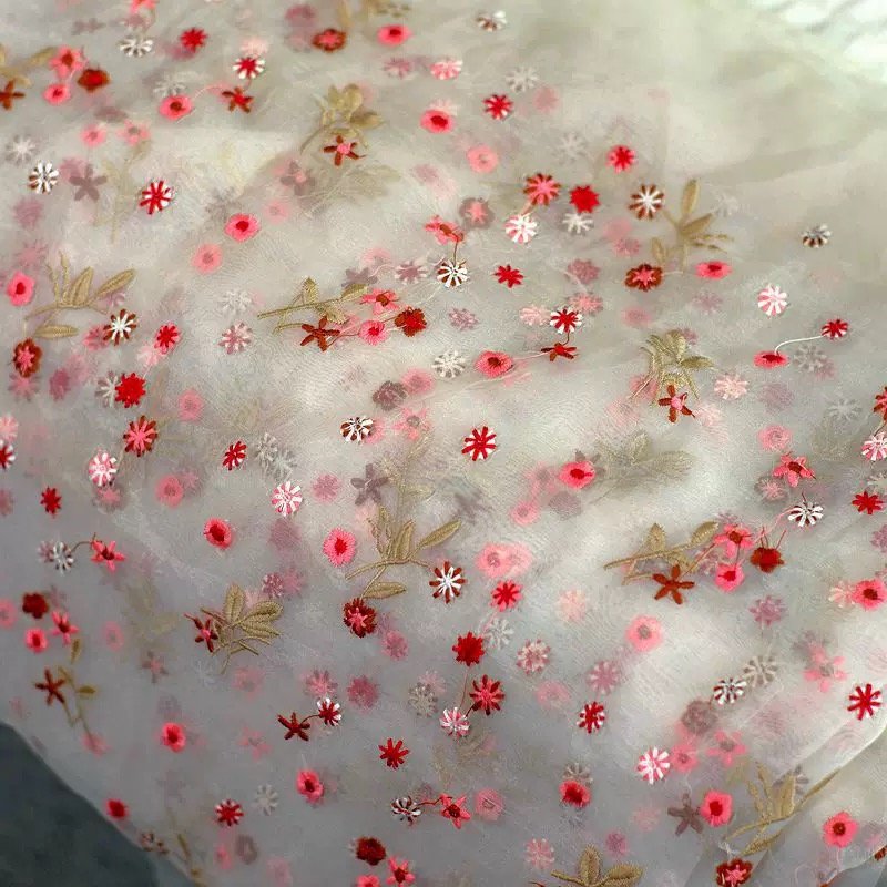 Beautiful Floral Embroidered Flower Embroidery Mesh Lace Fabric Soft Lace Tulle Fabric for Tutu Dress Clothing