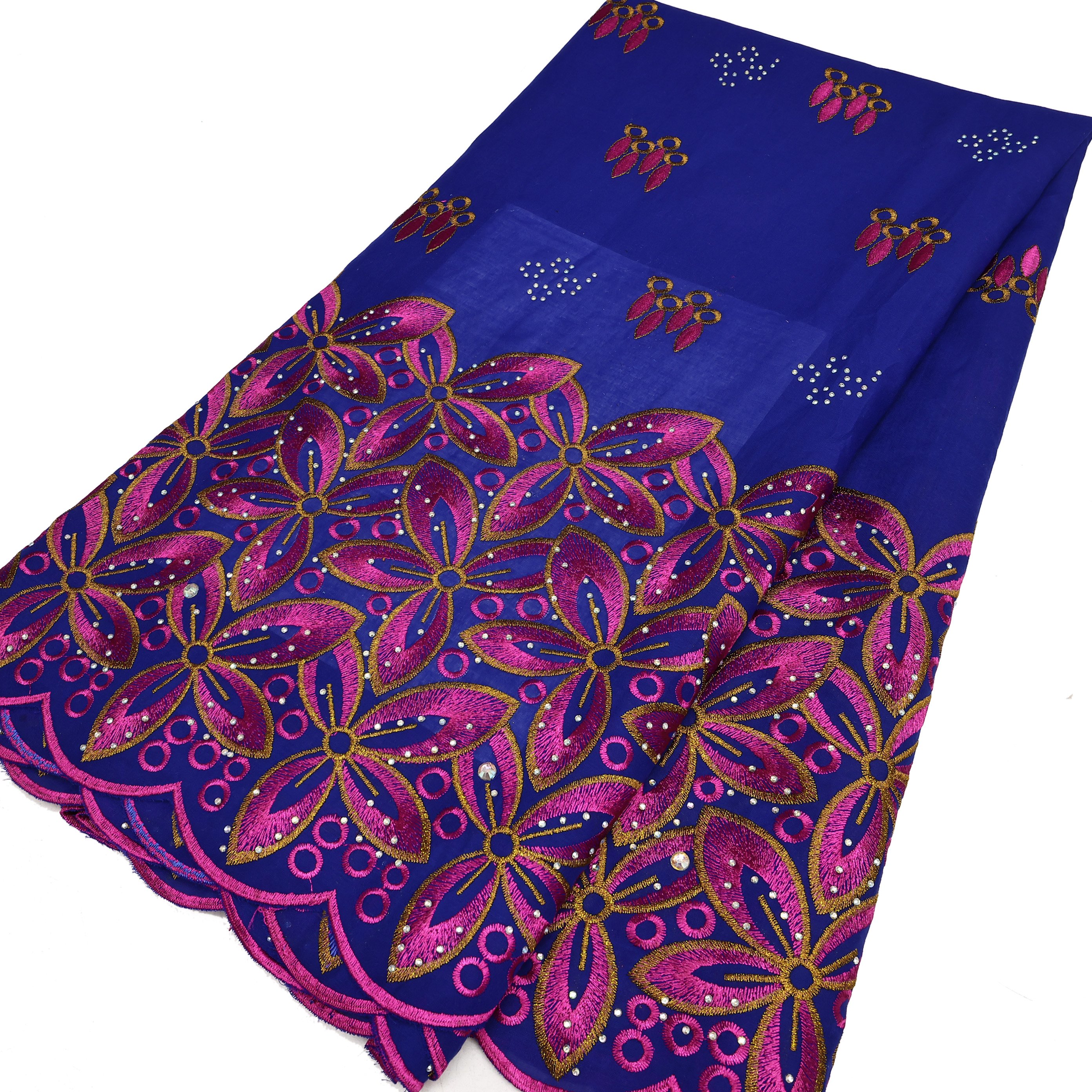 NI.AI Latest Cotton Swiss Voile Lace Nigerian Embroidered Fabric Stones Lace High Quality for Garment