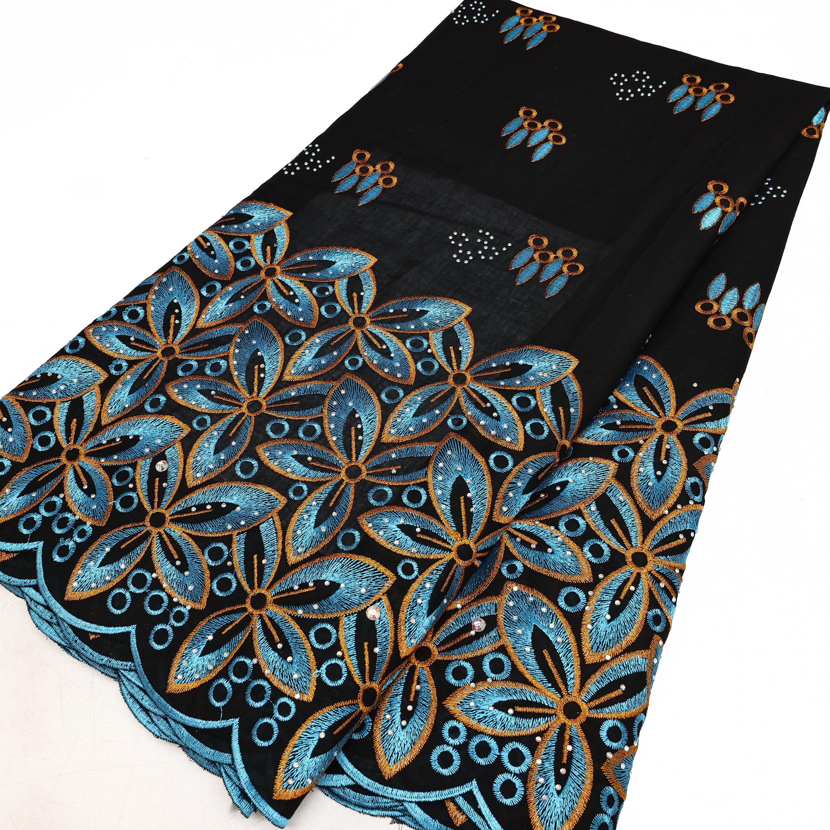NI.AI Latest Cotton Swiss Voile Lace Nigerian Embroidered Fabric Stones Lace High Quality for Garment