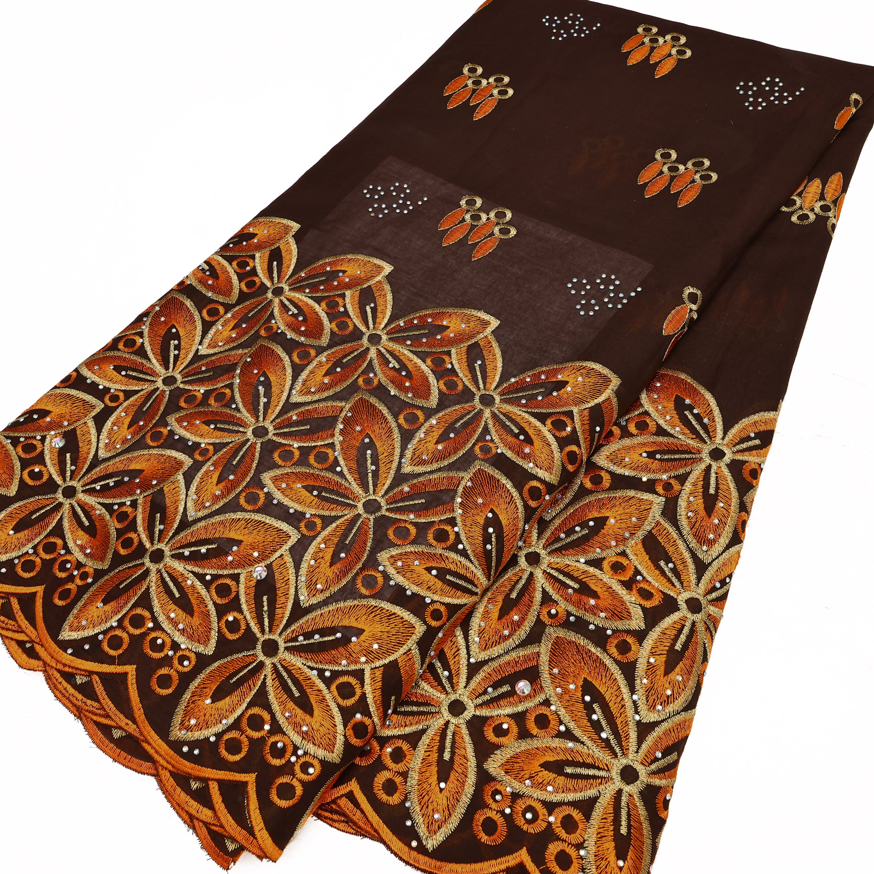 NI.AI Latest Cotton Swiss Voile Lace Nigerian Embroidered Fabric Stones Lace High Quality for Garment